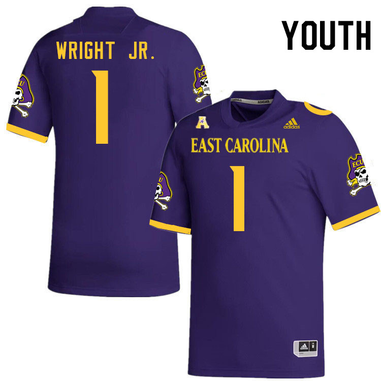 Youth #1 Winston Wright Jr. ECU Pirates College Football Jerseys Stitched-Purple